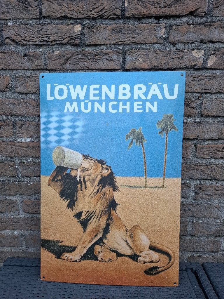 Emaillebord Lowenbrau bier, Ophalen of Verzenden, Nieuw, Reclamebord, Plaat of Schild, Overige merken