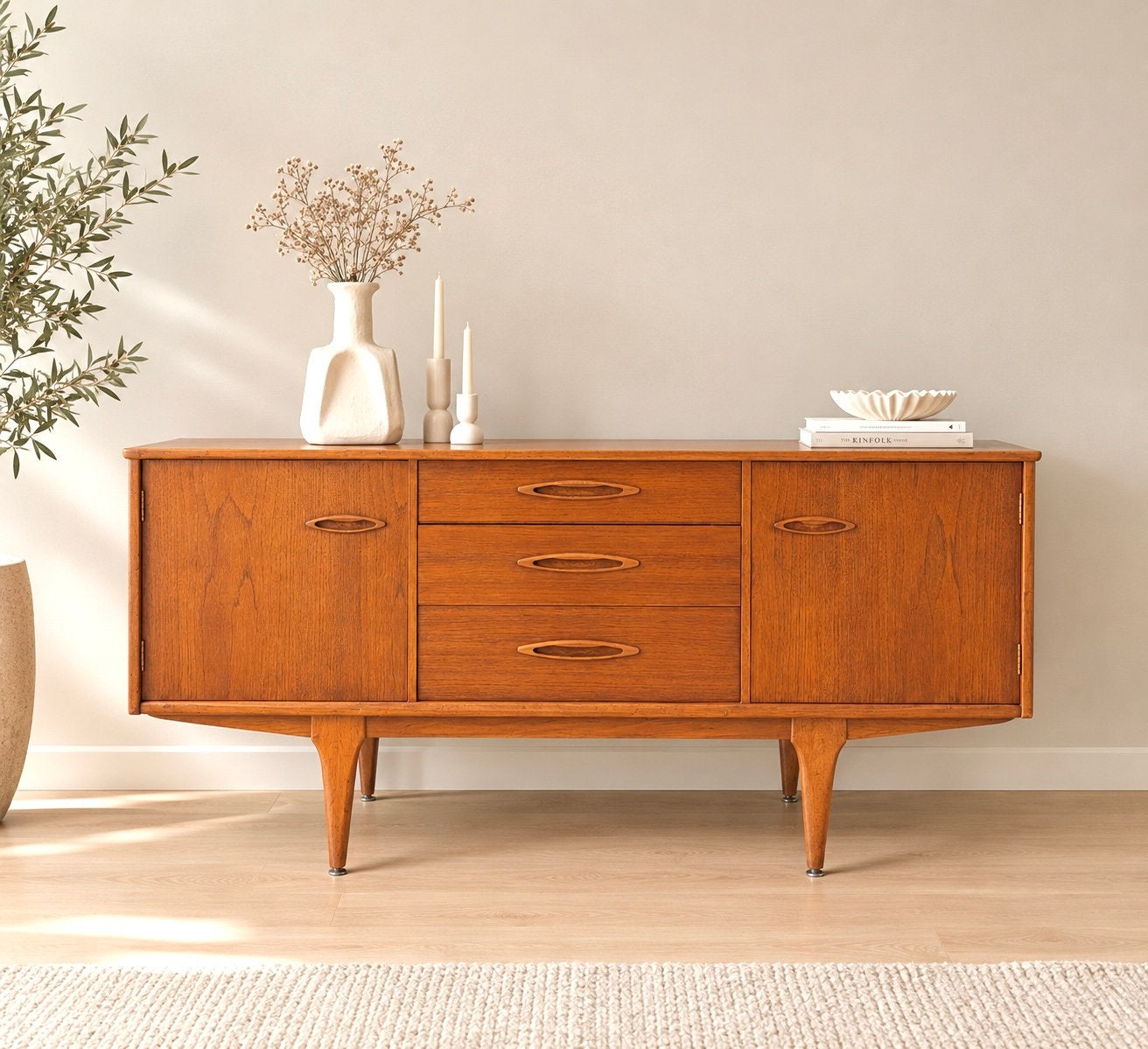 💛 Vintage dressoir lowboard kast jaren 60 teak Deens design, Ophalen, Gebruikt, 150 tot 200 cm, Teakhout