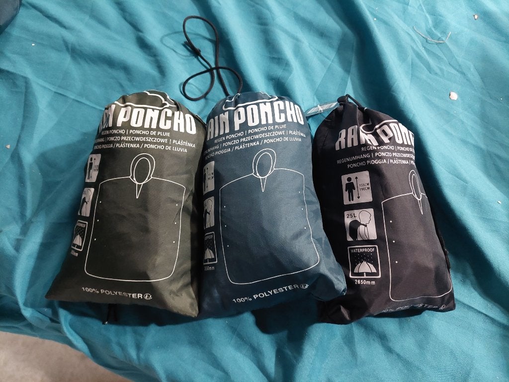 partij poncho's poncho regen poncho 3 kleuren 2 backprints, Ophalen of Verzenden, Nieuw, Regenponcho