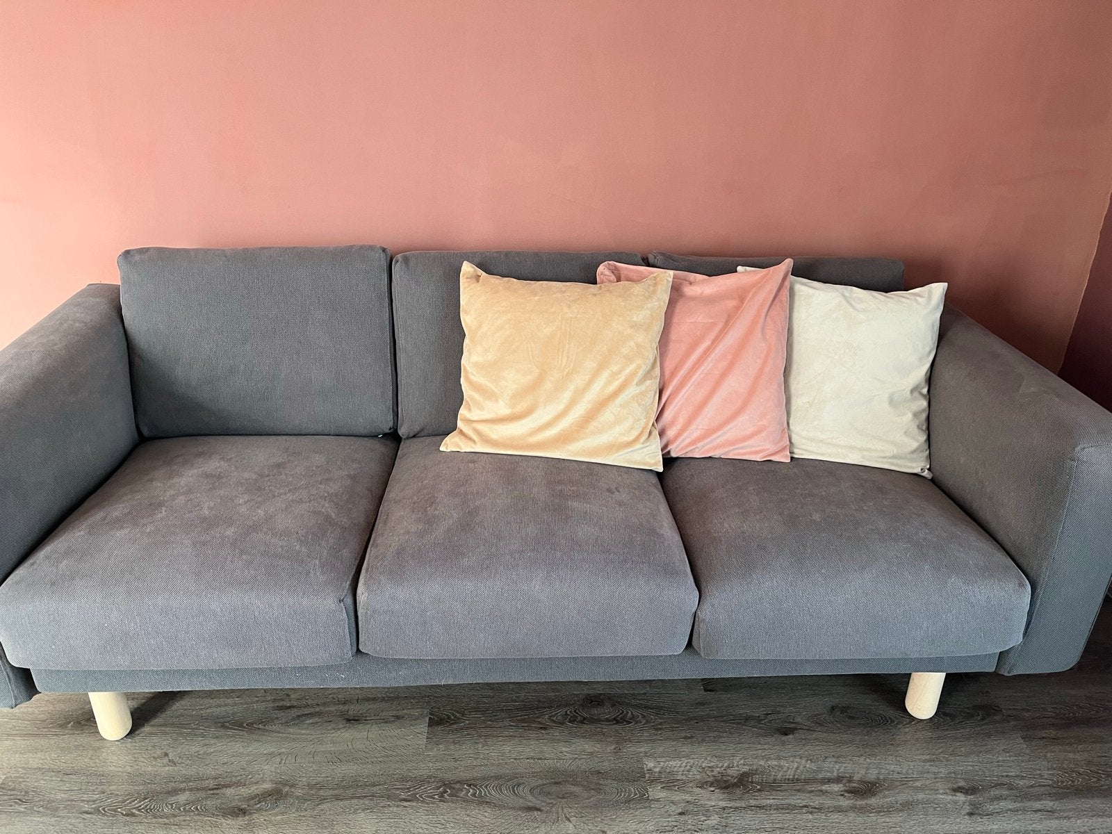 IKEA 3-zits bank grijs stof - hoezen afneembaar, Ophalen, Gebruikt, Driepersoons, Rechte bank