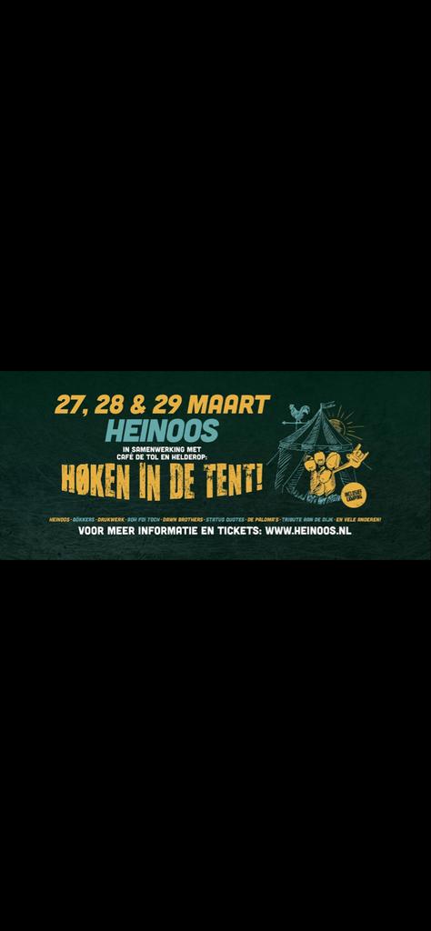 5 tickets Hoken in de tent cafe de tol Zelhem, Tickets en Kaartjes, Evenementen en Festivals, Twee personen
