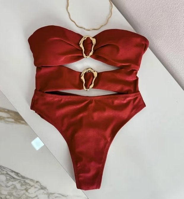 Sexy hoog uitgesneden eendelig badpak met metalen ringen, Kleding | Dames, Ophalen of Verzenden, Nieuw, Zwart, Badpak