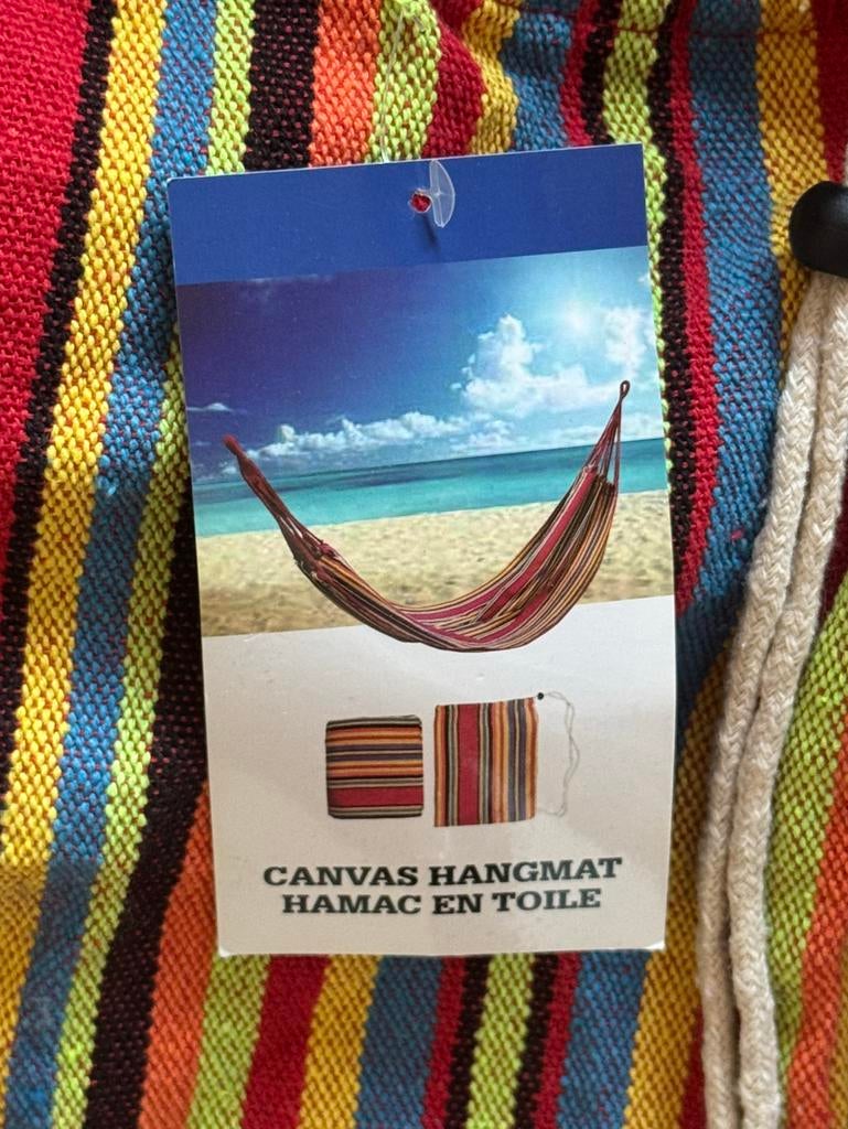 Canvas hangmat rood en multi kleuren, Binnen, Opvouwbaar, Nieuw, Ophalen of Verzenden