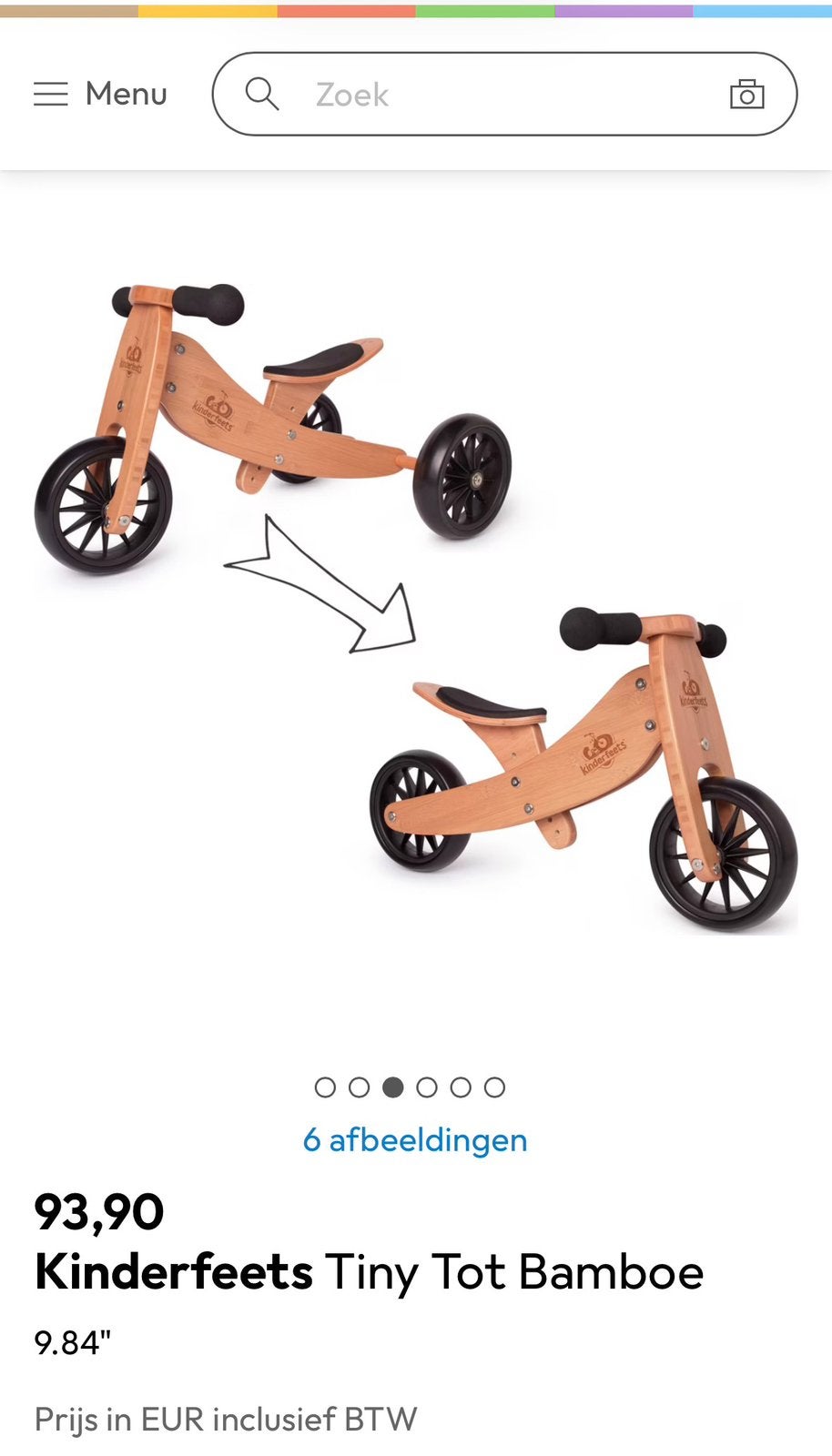 Tiny tot 2 wooden balance fiets  & trike zgan !!!, Ophalen of Verzenden, Zo goed als nieuw, Minder dan 16 inch