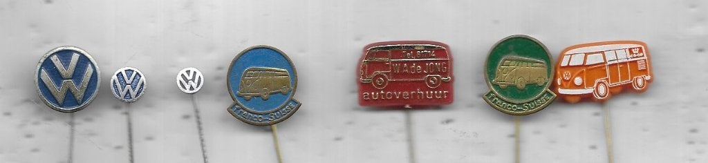 7 VOLKSWAGEN V.W. AUTO VERSCHILLENDE SPELDEN, Ophalen of Verzenden, Gebruikt, Transport, Speldje of Pin