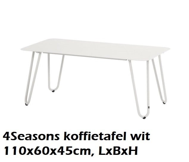 4SO, 4Seasons merk loungetafel, koffietafel: 110x60cm, Ophalen, Nieuw, Rechthoekig, Aluminium
