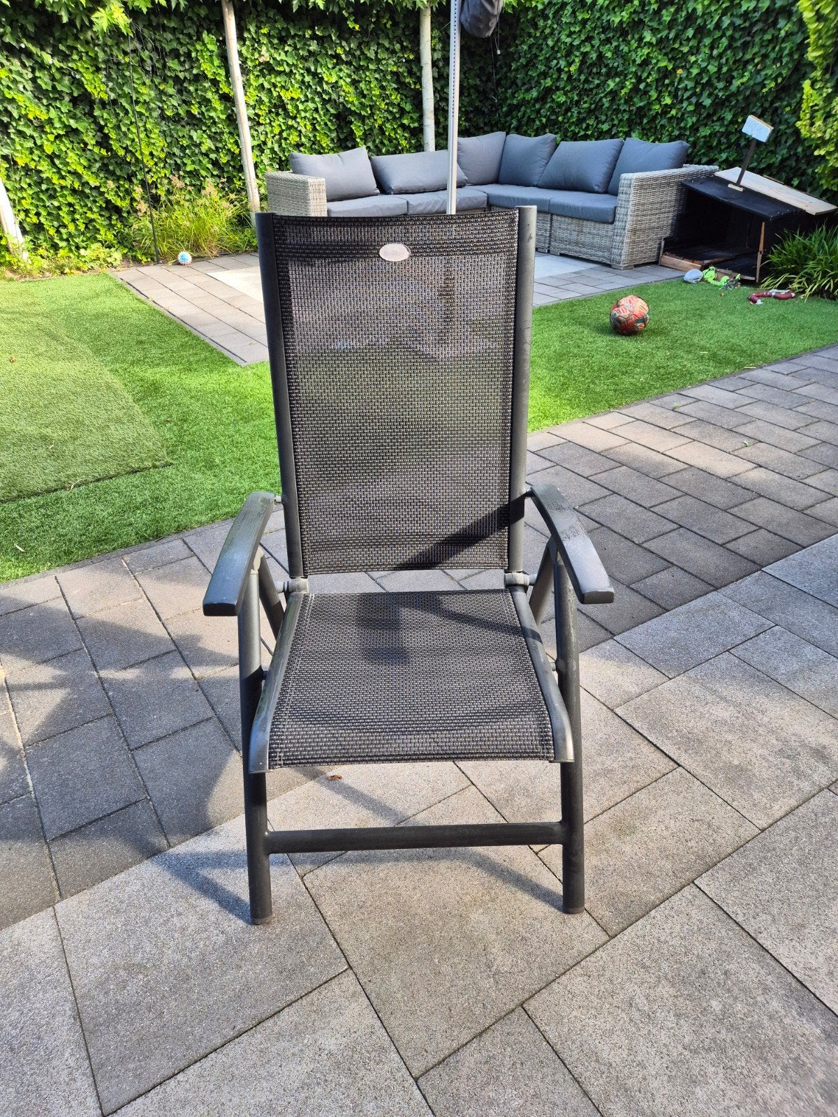 6 stuks Verstelbare tuinstoel van Hartman, antraciet, Tuin en Terras, Tuinstoelen, Ophalen, Gebruikt, Aluminium