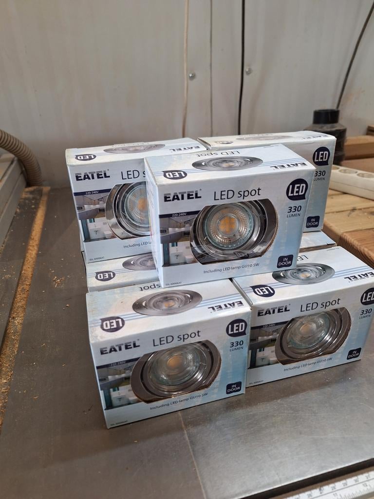 9 Nieuwe LED Inbouwspots - EATEL 330 Lumen, Led, Metaal of Aluminium, Nieuw, Ophalen of Verzenden