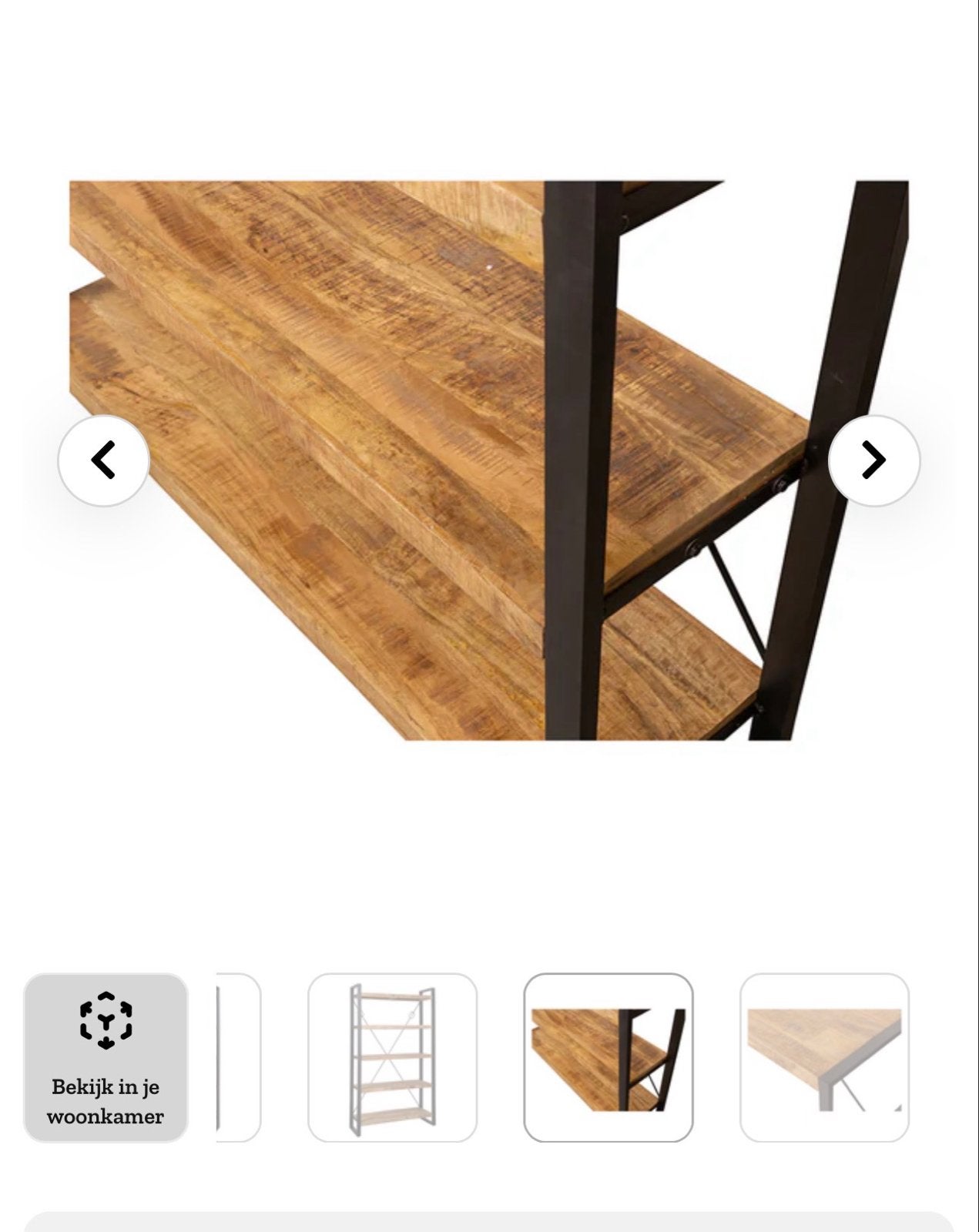 Mangohouten Boekenkast Britt - Industrieel Design, Ophalen, Met plank(en), 100 tot 150 cm, Zo goed als nieuw