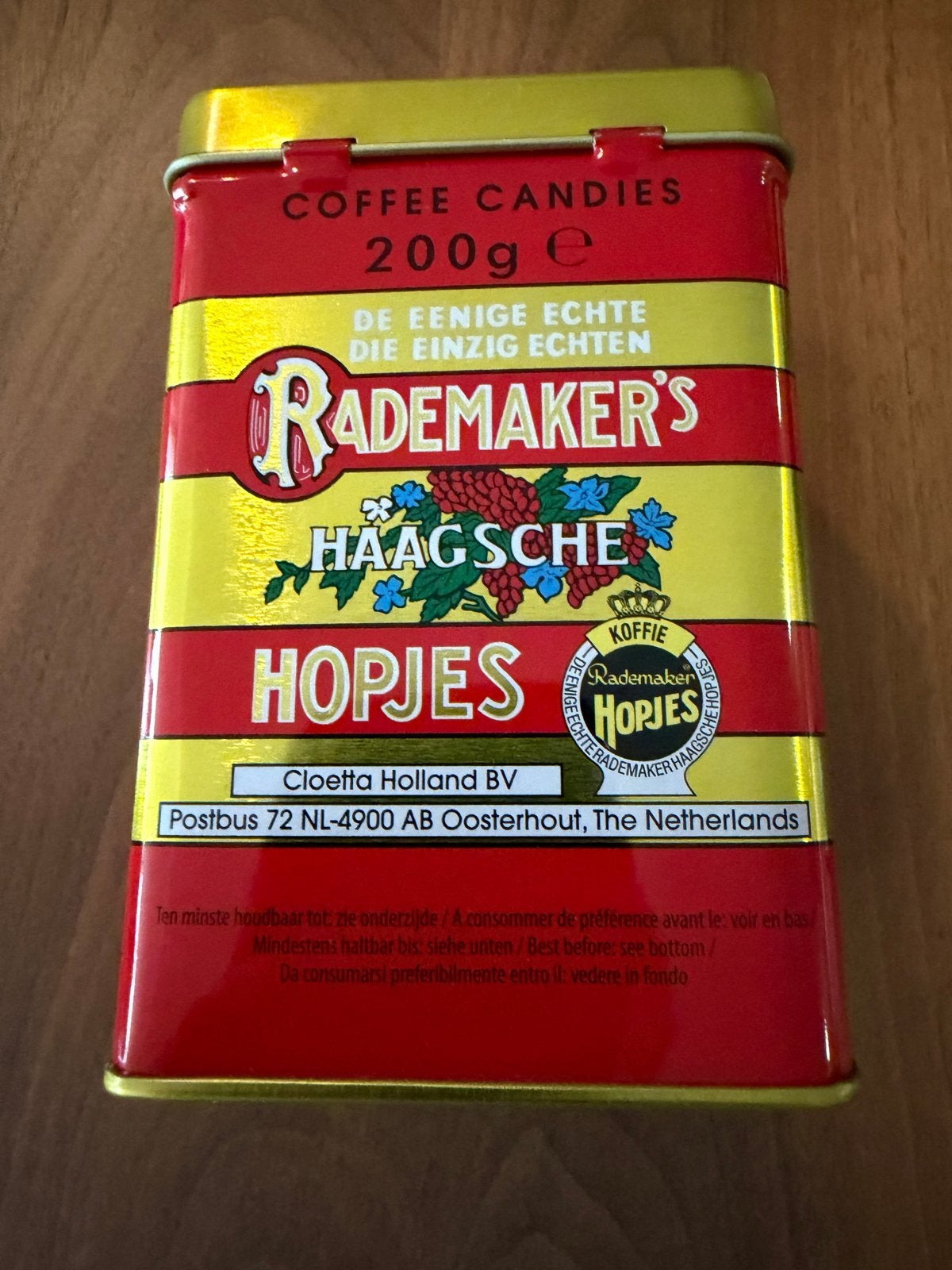 Rademaker's Haagsche Hopjes Blik - 200g Koffie Snoepjes, Verzamelen, Blikken, Ophalen of Verzenden, Nieuw, Koffie, Overige merken