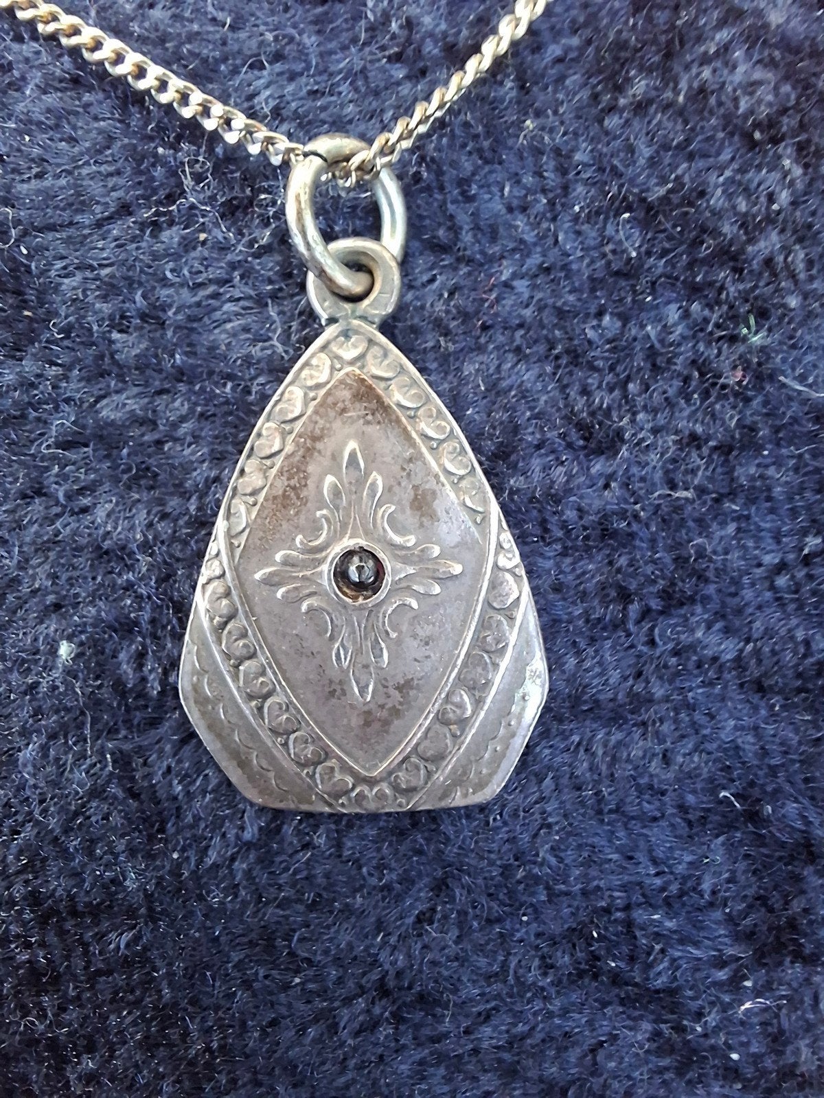 Zilveren collier met hanger, Sieraden, Tassen en Uiterlijk, Antieke sieraden, Ophalen, Zilver, Hanger