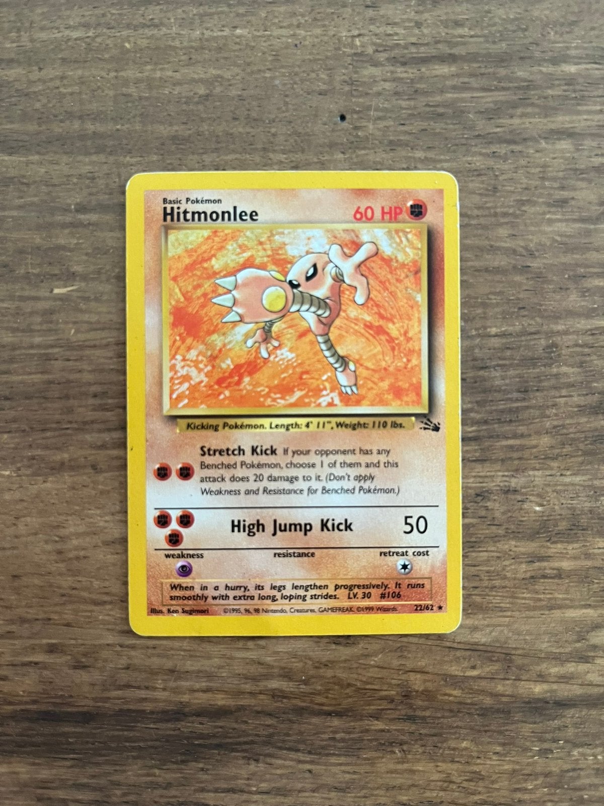 Hitmonlee 22/62 - Fossil set, Ophalen of Verzenden, Zo goed als nieuw, Losse kaart