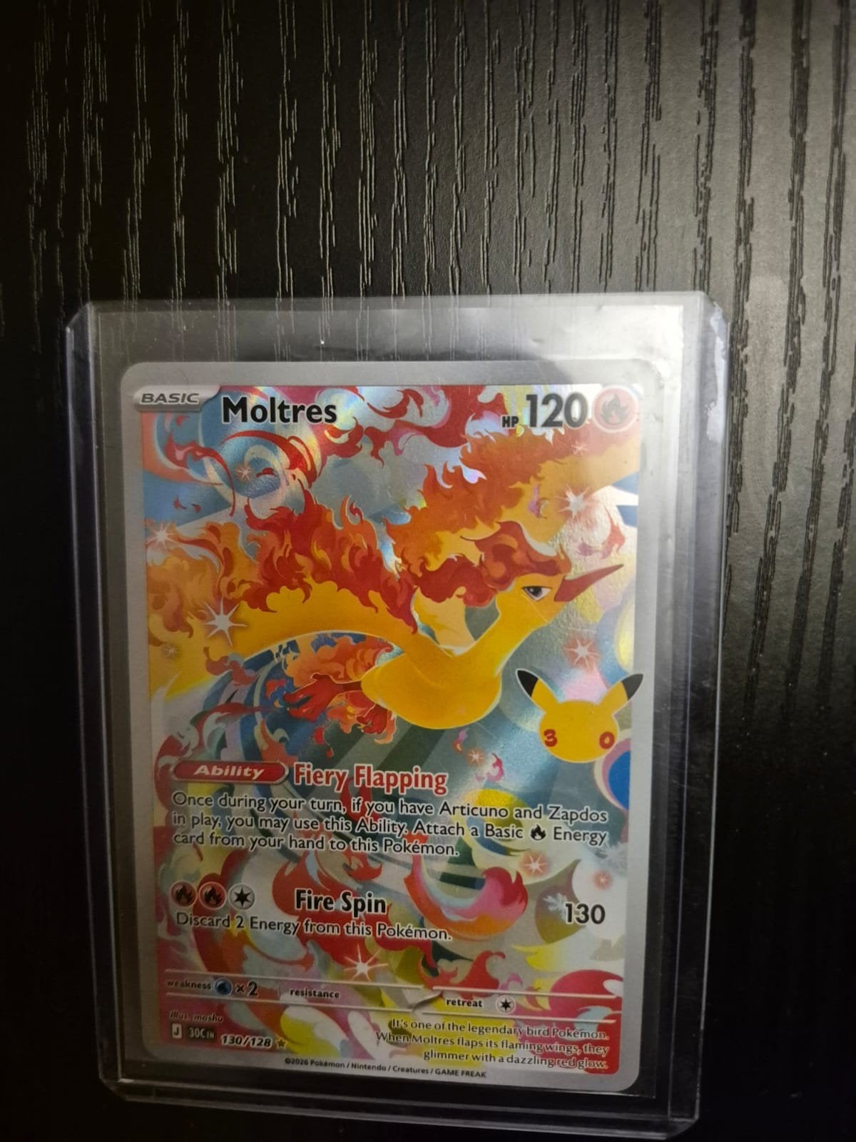 Moltres Pokémon kaart (Foil) 130/128 - Zo goed als nieuw, Ophalen of Verzenden, Zo goed als nieuw, Losse kaart, Foil