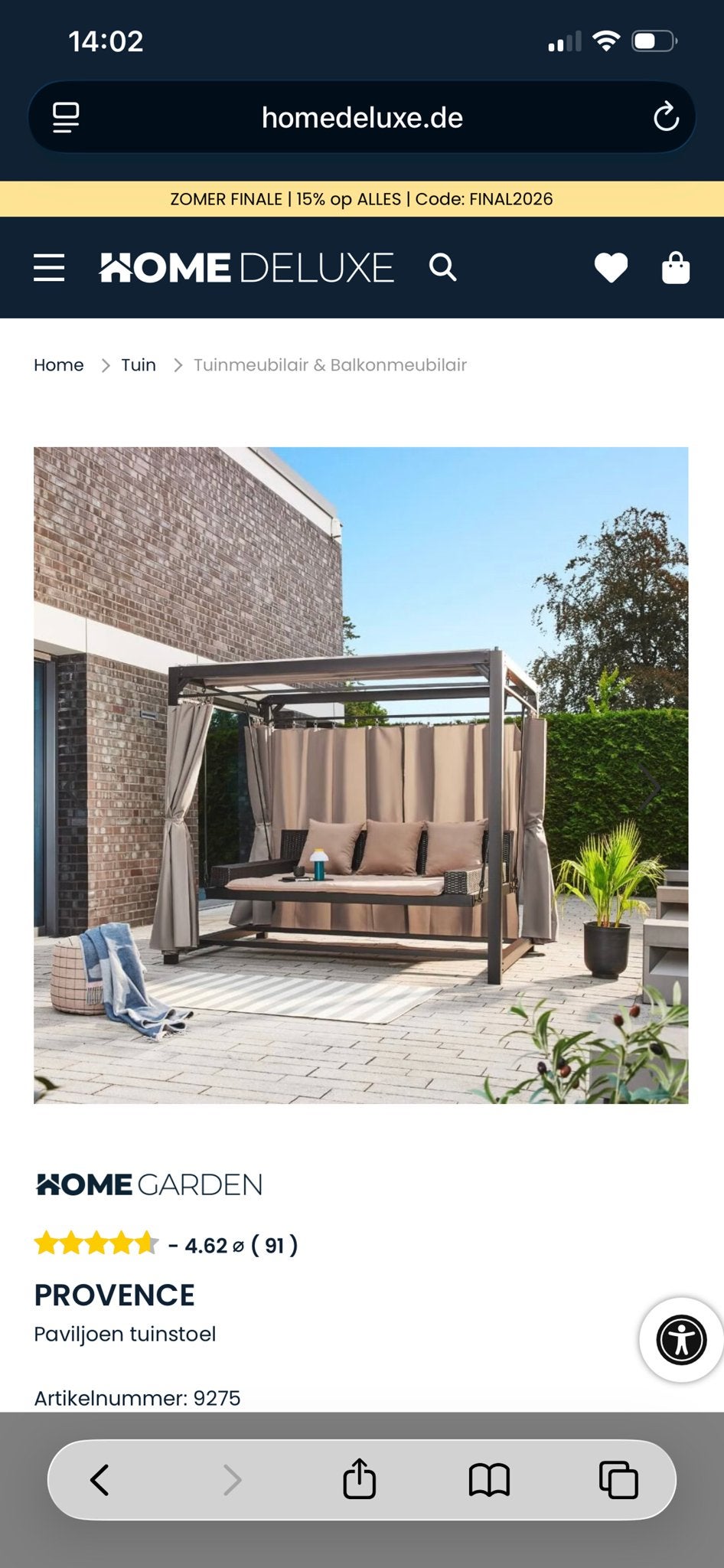 Nieuw Home Deluxe Provence Paviljoen lounge bank, Minder dan 4 meter, Nieuw, Paviljoen, 2 meter of meer