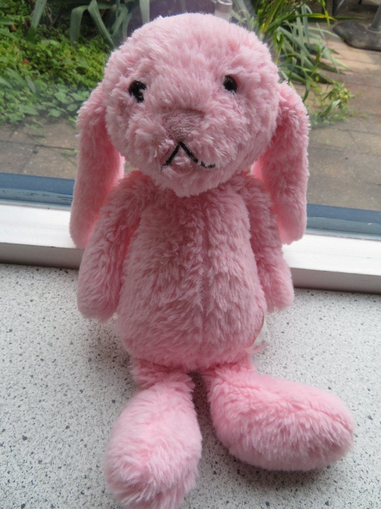 Lichtroze velours konijn merk Toys 2 Win met wit staartje, Konijn, Ophalen of Verzenden, Zo goed als nieuw, Wasbaar