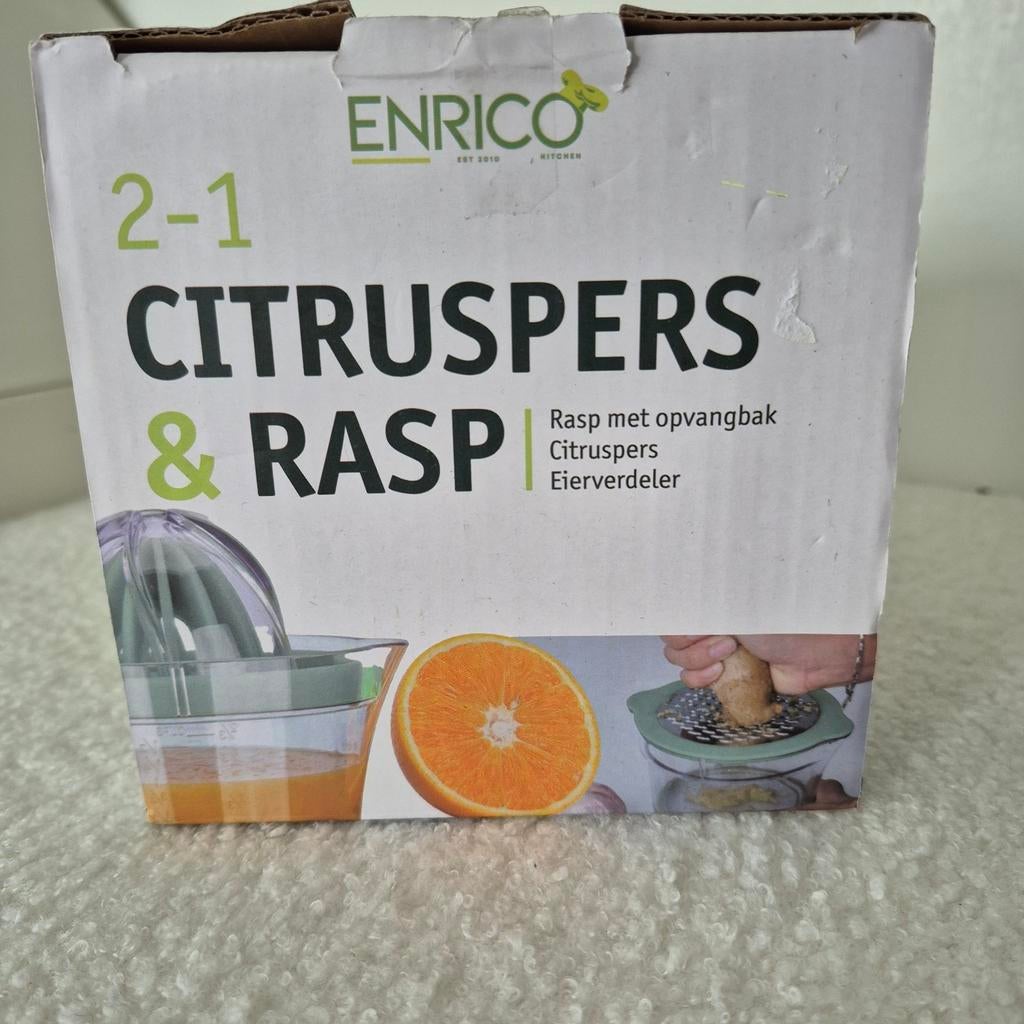 ENRICO Citruspers & Rasp 2-in-1 - Nieuw in doos, Huis en Inrichting, Ophalen of Verzenden, Nieuw