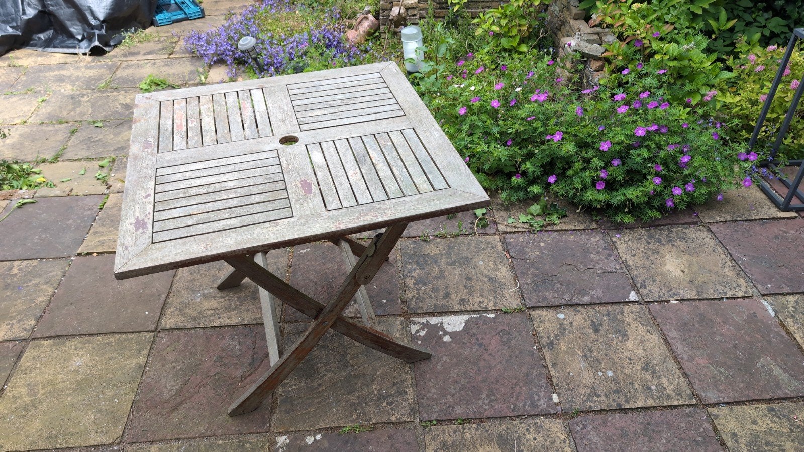 Tuintafel inklapbaar 80x80cm, Tuin en Terras, Tuintafels, Ophalen, Gebruikt, Vierkant, Hout