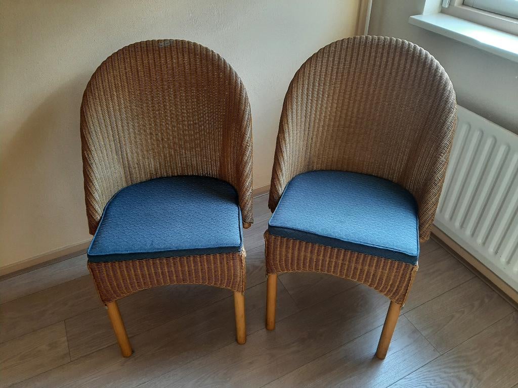 Loom stoelen 4 stuks, Ophalen, Gebruikt, Blauw, Stof
