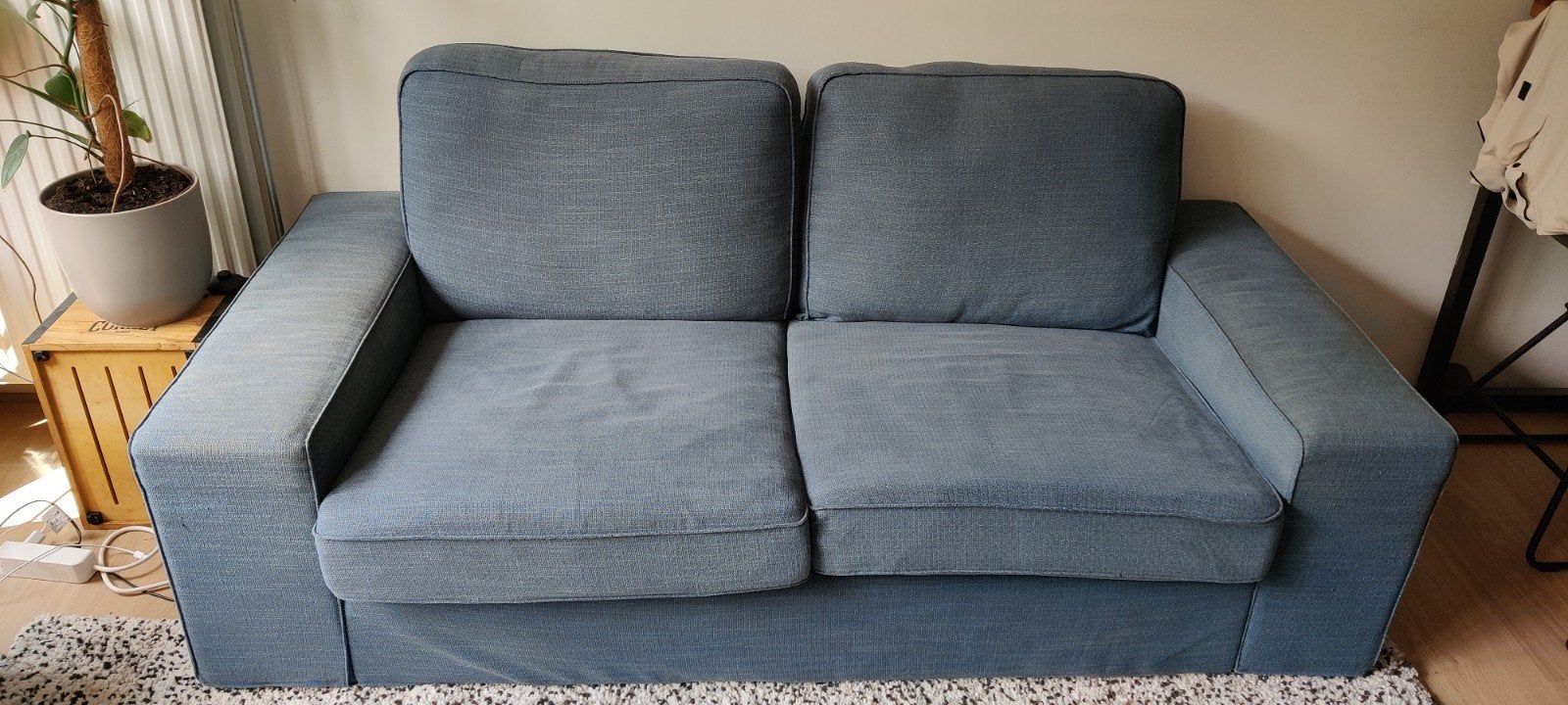 IKEA KIVIK 2-zitsbank – blauw – zit nog stevig | nette staat, Ophalen, Gebruikt, Tweepersoons, 75 tot 100 cm