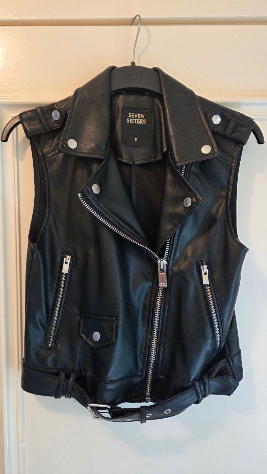 Seven Sisters Zwart Mouwloos Bikerjack Maat S, Seven Sisters, Zwart, Ophalen of Verzenden, Zo goed als nieuw