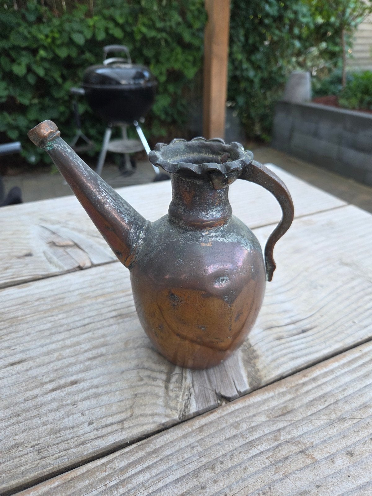 Antieke koperen olielamp of schenkkan, Antiek en Kunst, Antiek | Koper en Brons, Ophalen of Verzenden