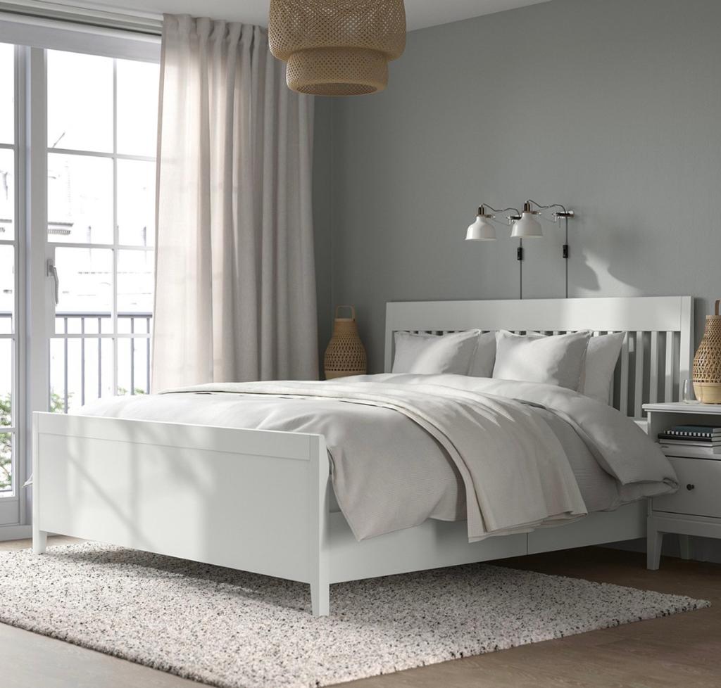IDANÄS Bed frame with storage, white, 180x200 cm, Ophalen, Wit, Tweepersoons, Zo goed als nieuw