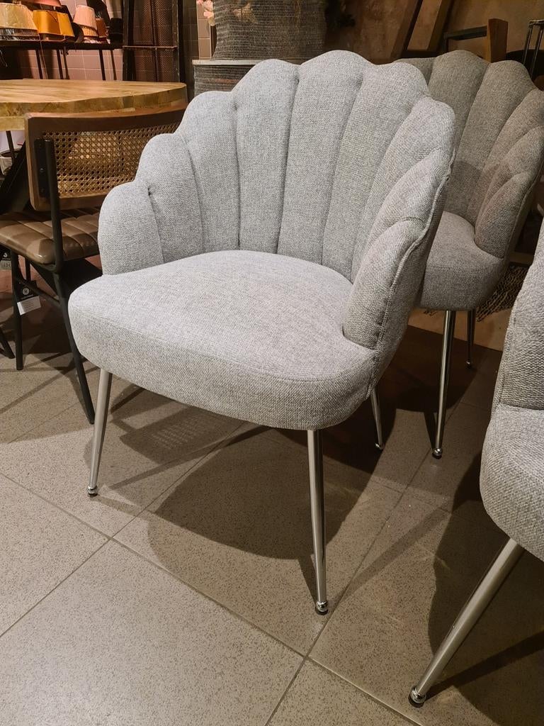 Nieuwe luxe eetkamerstoel schelp model zilver poot €120p/st, Ophalen, Industrieel landelijk barok brocante koloniaal boheems vintage