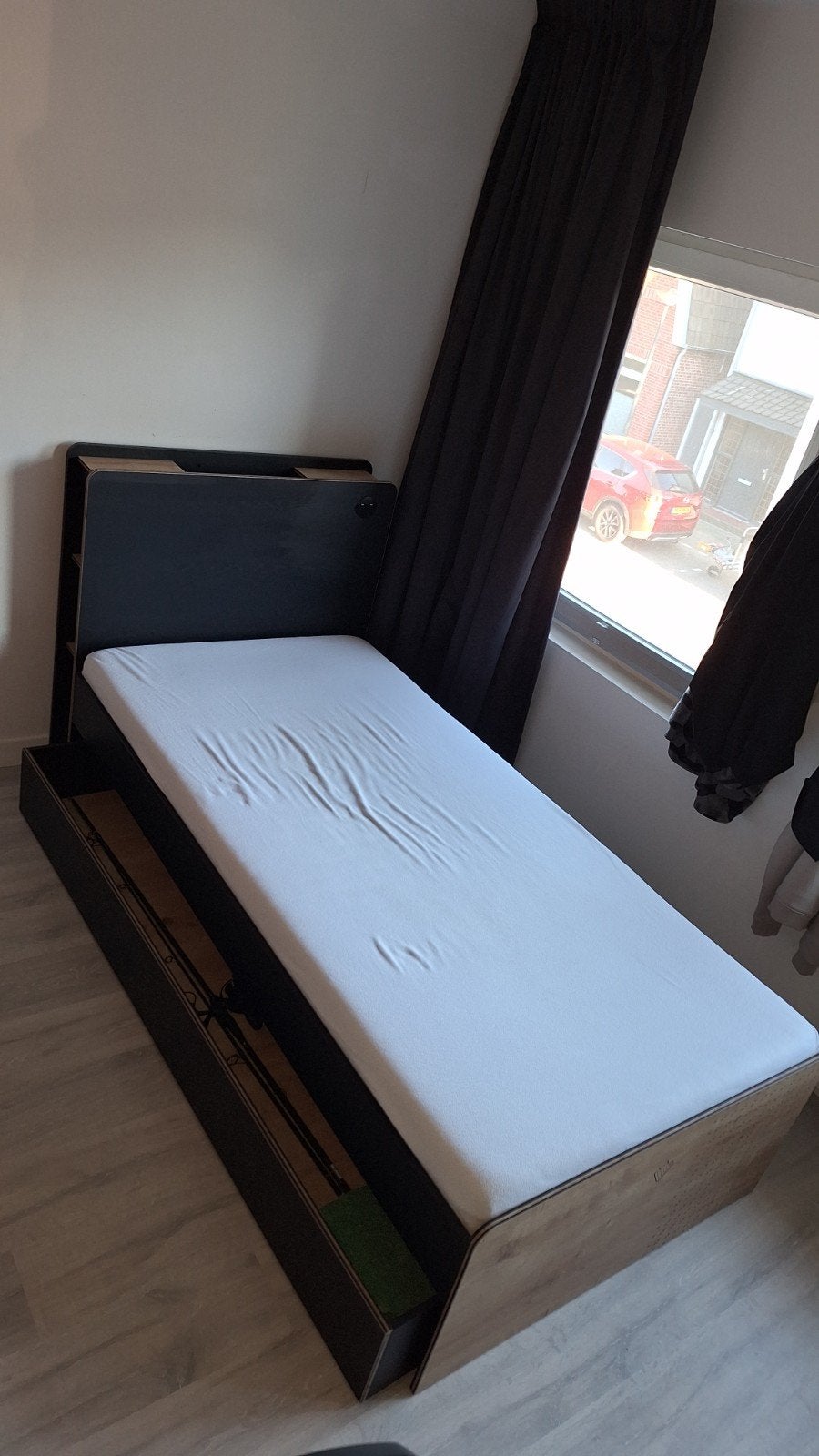 Cilek eenpersoonsbed met onderla en usb oplader, Ophalen, 100 cm, Eenpersoons, Zwart