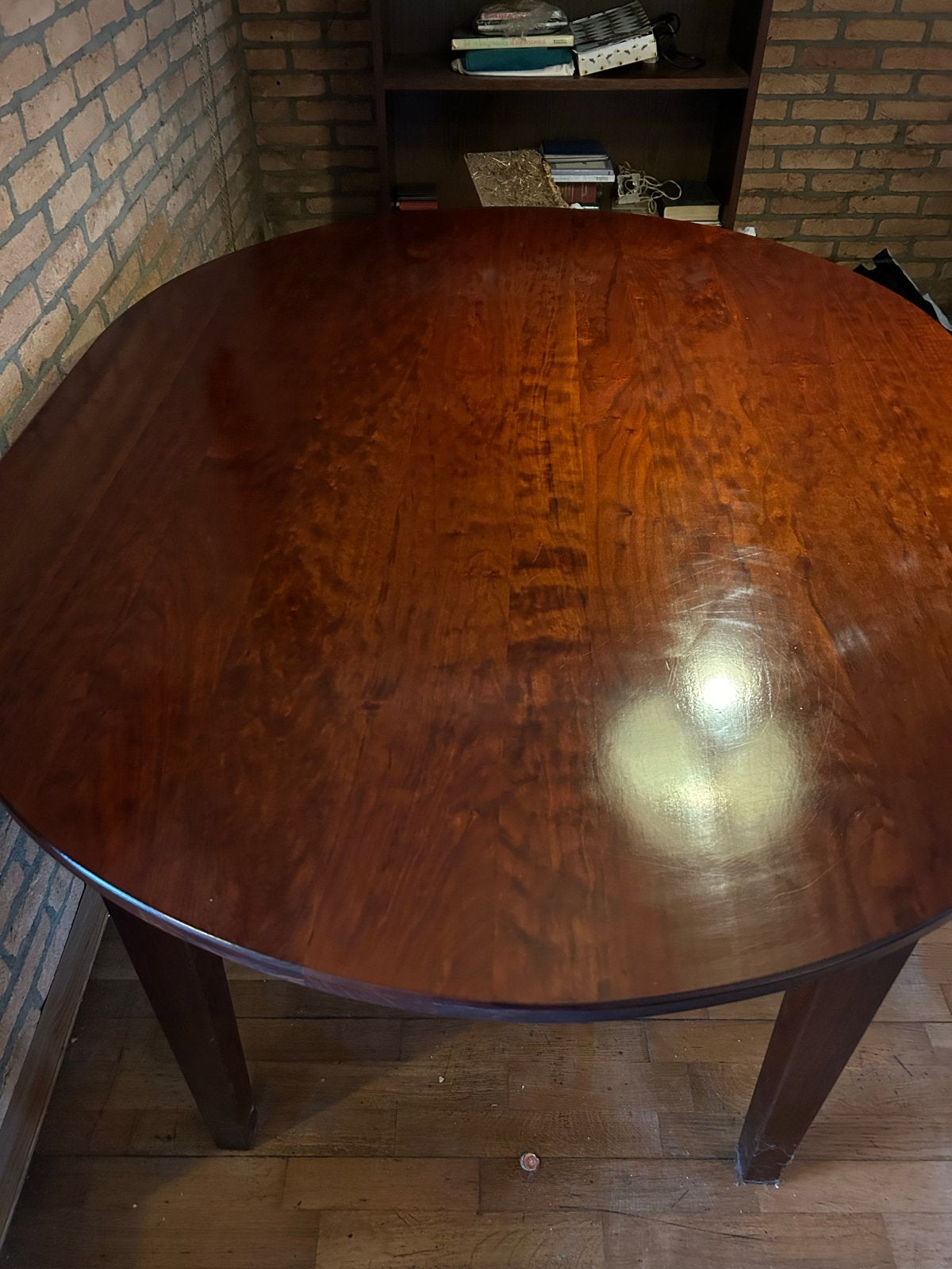 Massief kersenhouten eettafel - 155x120x77cm, Huis en Inrichting, Tafels | Eettafels, Gebruikt, 100 tot 150 cm, Ophalen of Verzenden