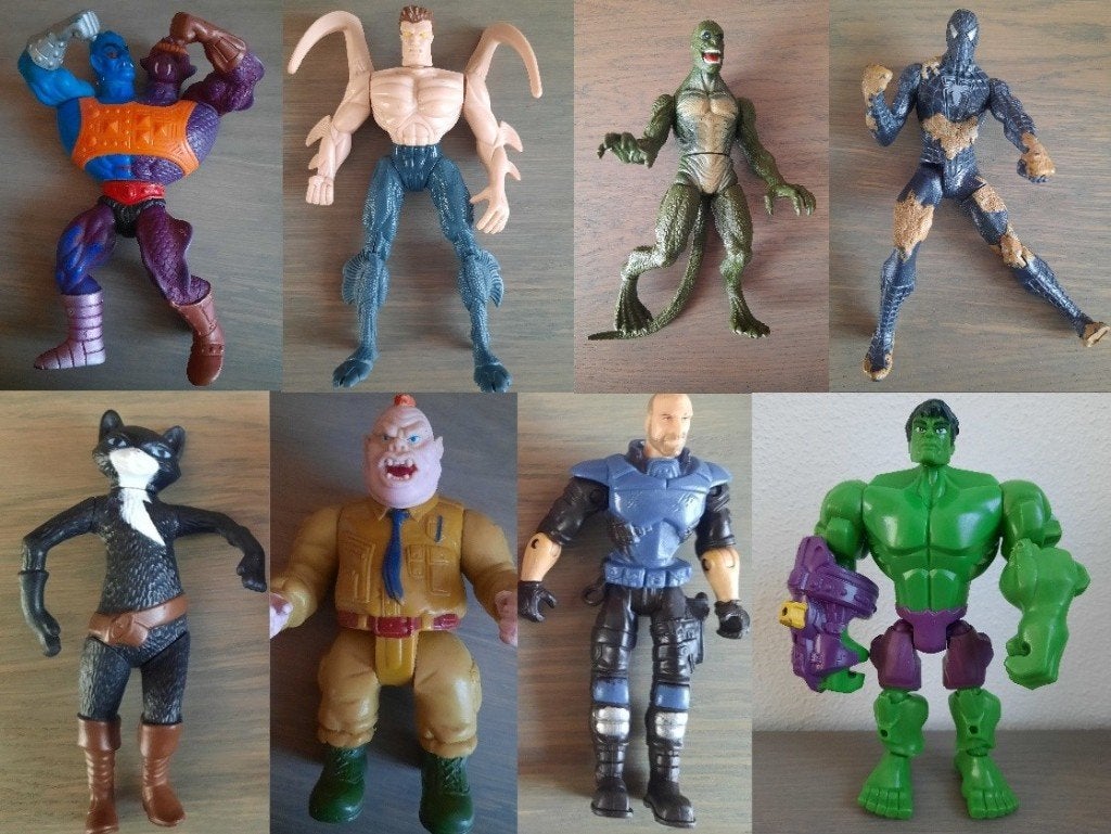 8 verschillende actiefiguren o.a. Hulk en spiderman, Ophalen of Verzenden, Gebruikt