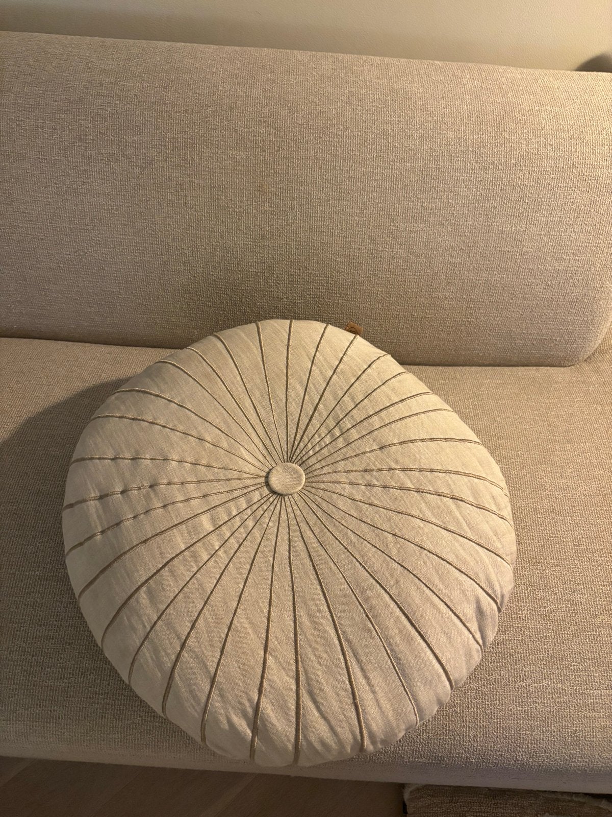 Rond sierkussen - Beige/Lichtgrijs, Ophalen, Overige merken, Inclusief binnenkussen, Beige