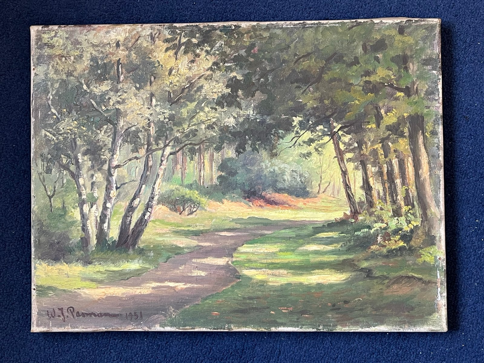 W.J. Pasman Schilderij - Bosgezicht (1951) 40x30 cm, Ophalen of Verzenden