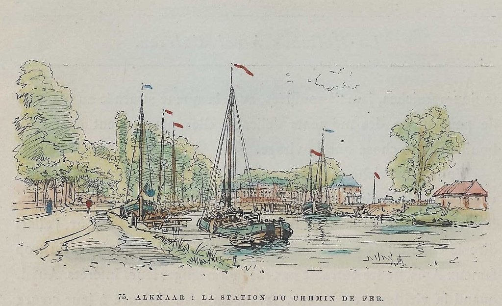 75. Alkmaar : La station du chemin de fer 1881 Houtgravure H