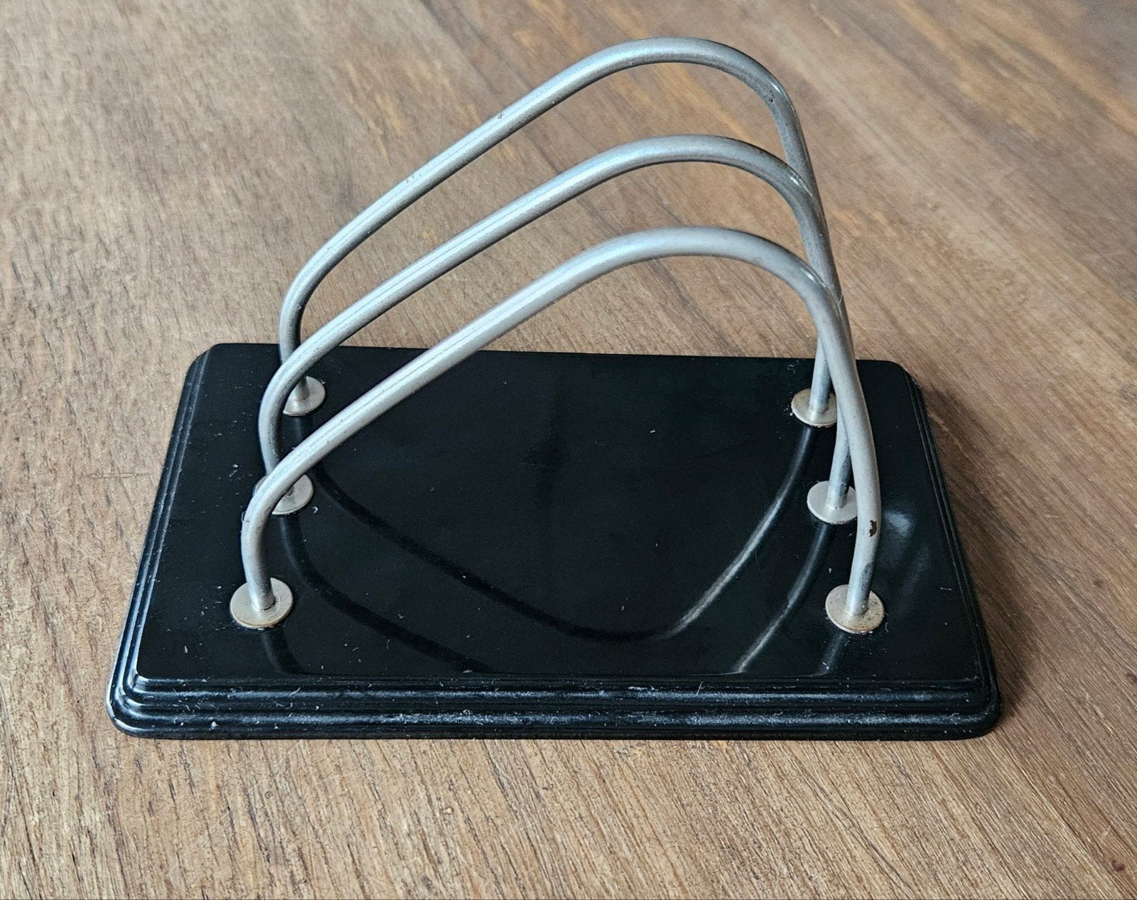 Vintage brievenhouder met leer, Ophalen of Verzenden, Zo goed als nieuw