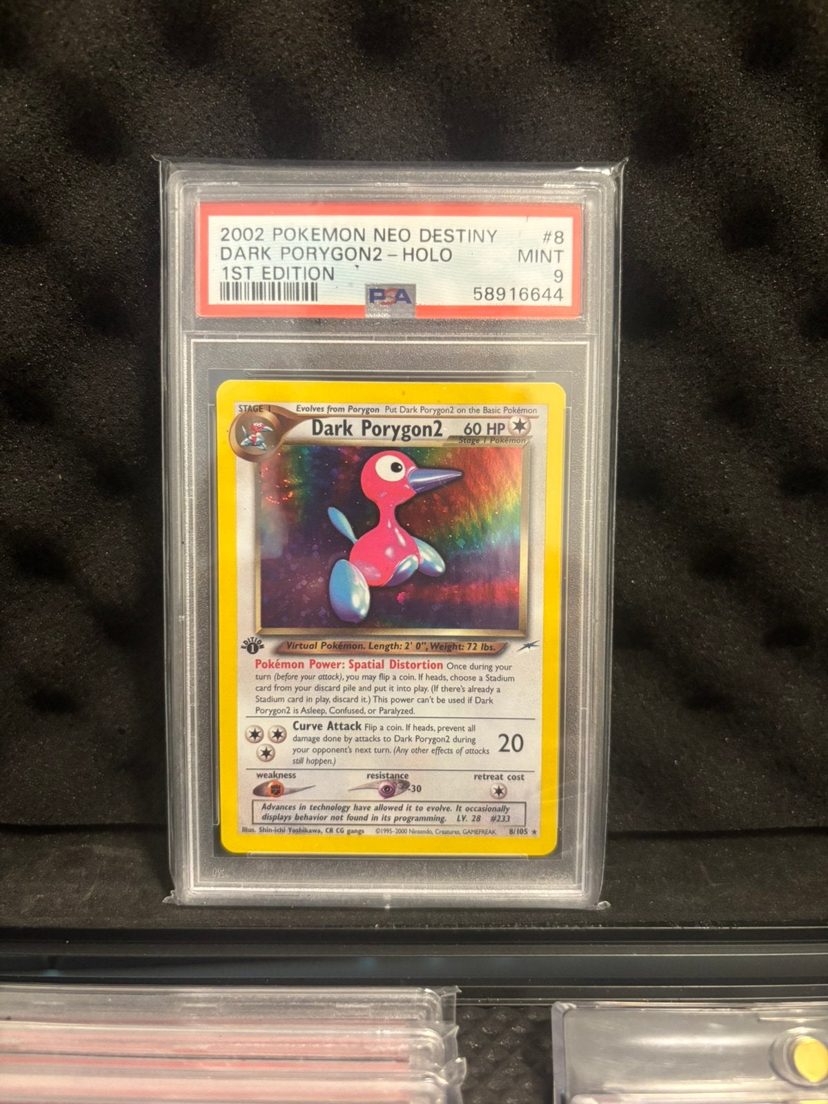 Dark Porygon [1st edition] 8 Neo Destiny PSA 9, Ophalen of Verzenden, Zo goed als nieuw