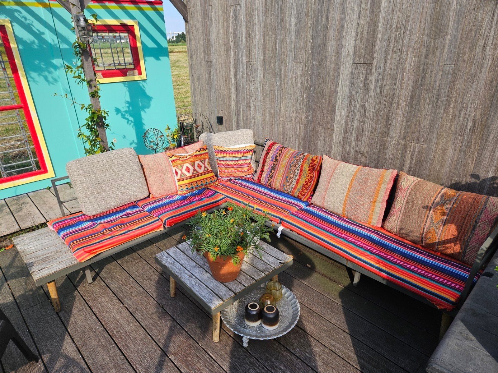 lhoek tuin loungeset met kussens, Ophalen, Gebruikt, Loungeset, Hout