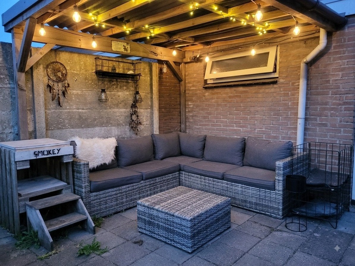 Loungeset Kwantum, 2 jaar oud, incl. tafel en kussens, Ophalen