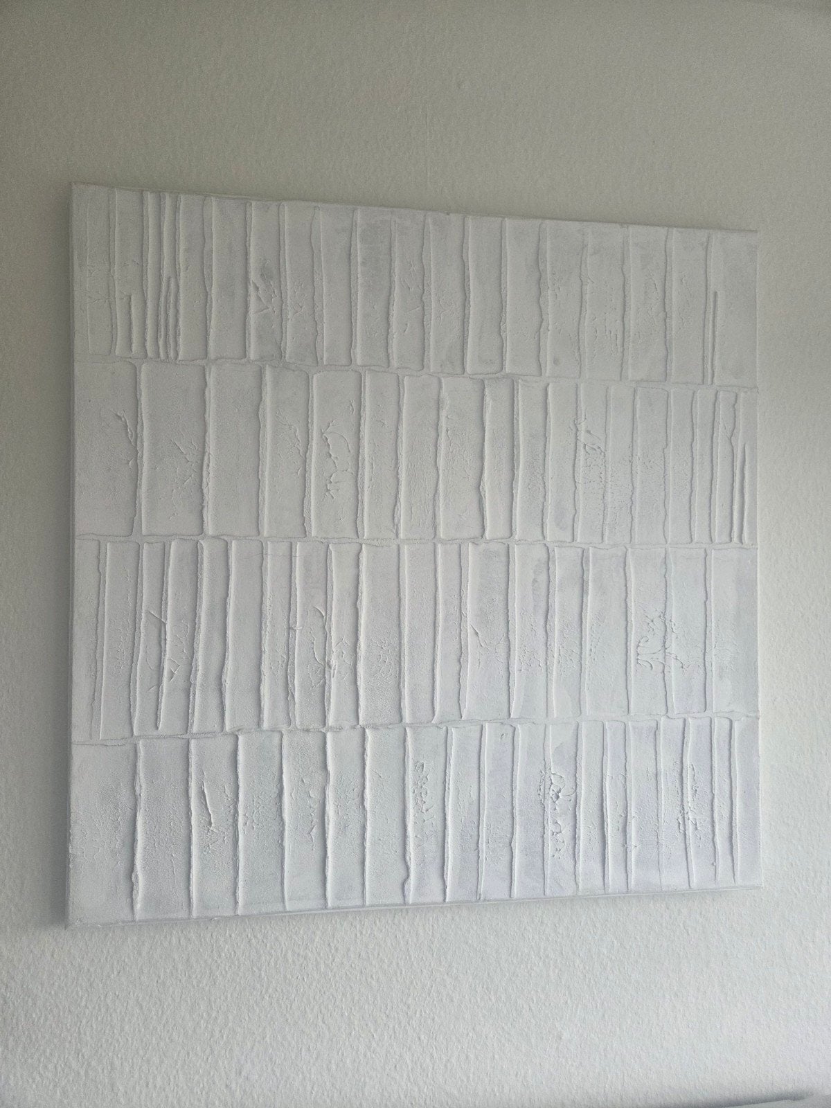 Modern wit reliëf schilderij - abstracte kunst, Ophalen of Verzenden