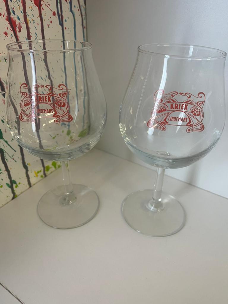 Lindemans kriek bierglazen set van 2 glazen, Ophalen of Verzenden, Nieuw, Glas of Glazen, Overige merken