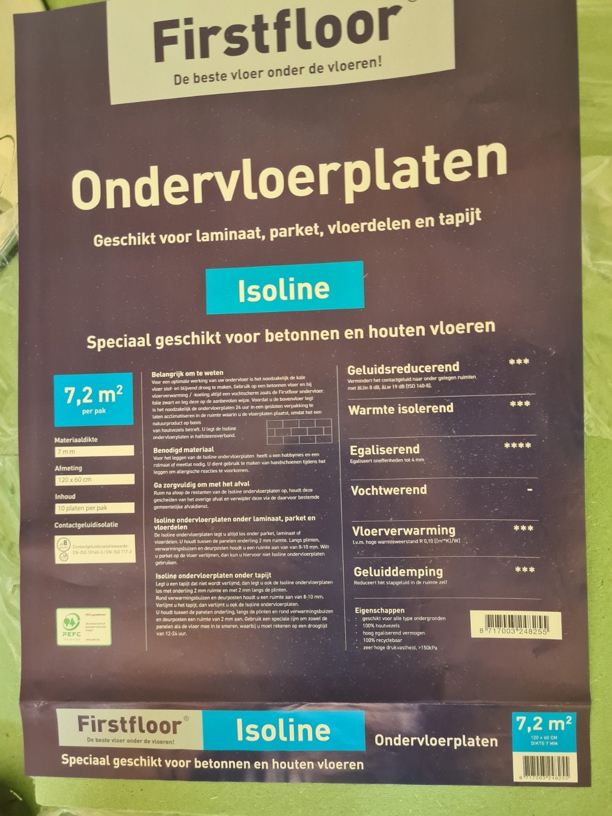 7 Firstfloor Isoline groene ondervloerplaten (120x60), Ophalen, Overige materialen, 30 cm of meer, Overige typen