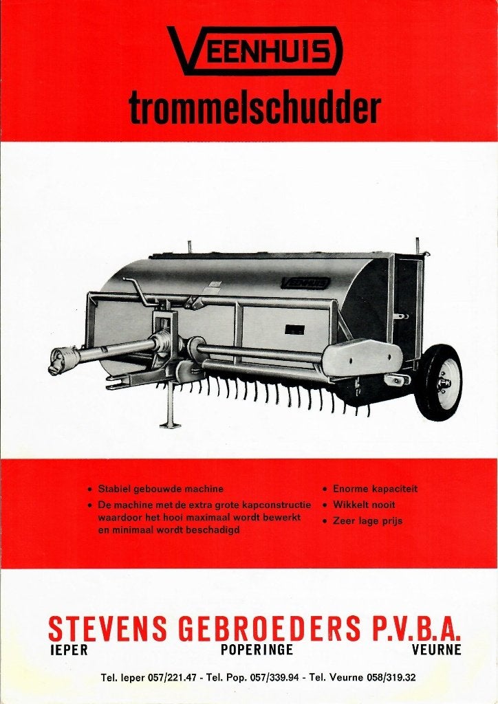 Originele folder brochure VEENHUIS trommelschudder, Ophalen of Verzenden, Zo goed als nieuw, Folder
