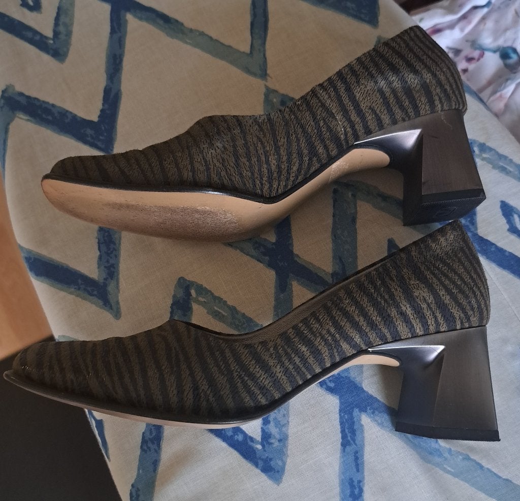 Peter Kaiser pumps taupe/zwart print blokhak maat 37 (4) -nc, Kleding | Dames, Peter Kaiser, Pumps, ., Zwart