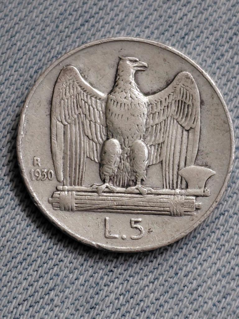 Italië 5 Lire 1930 Vittorio Emanuele III  - Zilver, Verzenden, Italië, Losse munt, Zilver