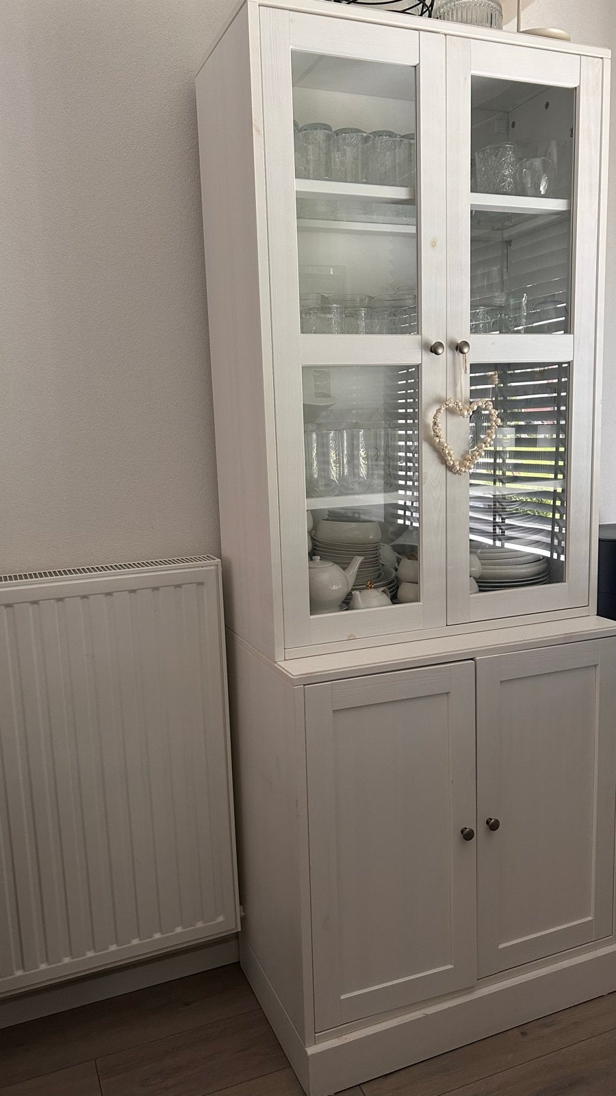 Witte opberger met vitrinedeuren - 81x47x212 cm, Ophalen, Gebruikt, 200 cm of meer, 50 tot 100 cm