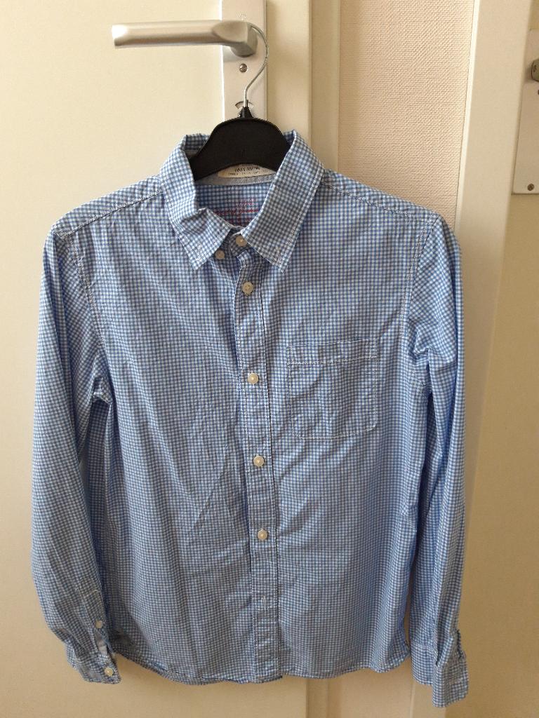 Overhemd blauw witte ruitjes maat 152, Ophalen of Verzenden, Zo goed als nieuw, Jongen, Overhemd of Blouse