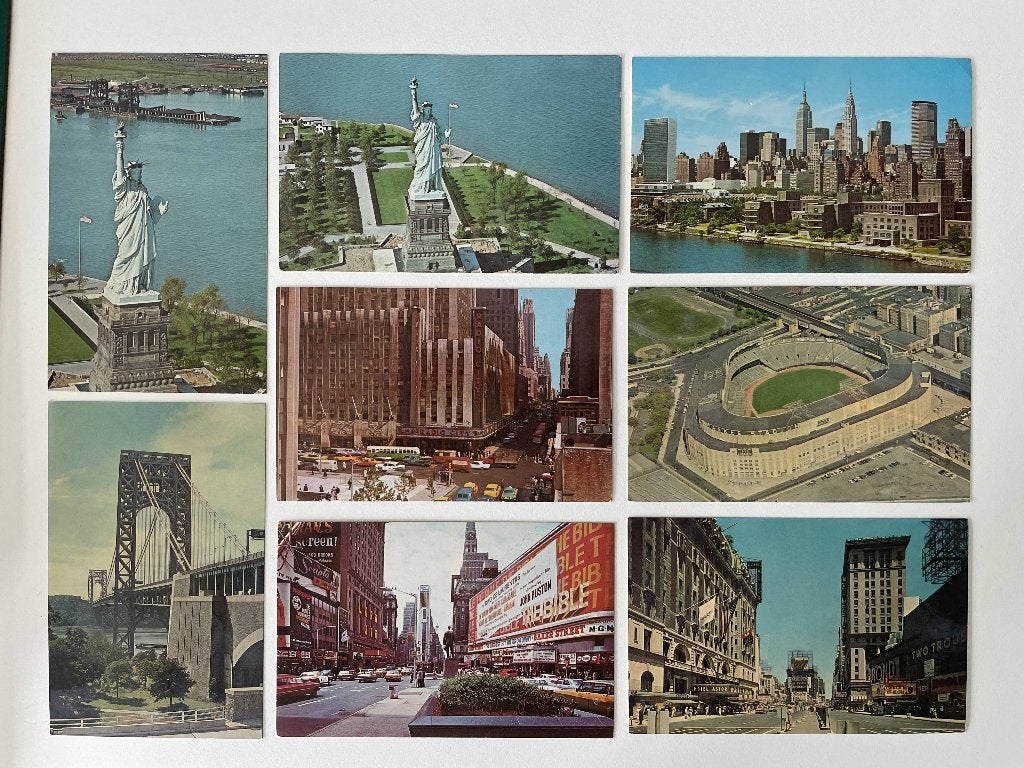 1964 Ansichtkaarten New York en vrijheidsbeeld souvenir, Ophalen of Verzenden, 1960 tot 1980, Buiten Europa