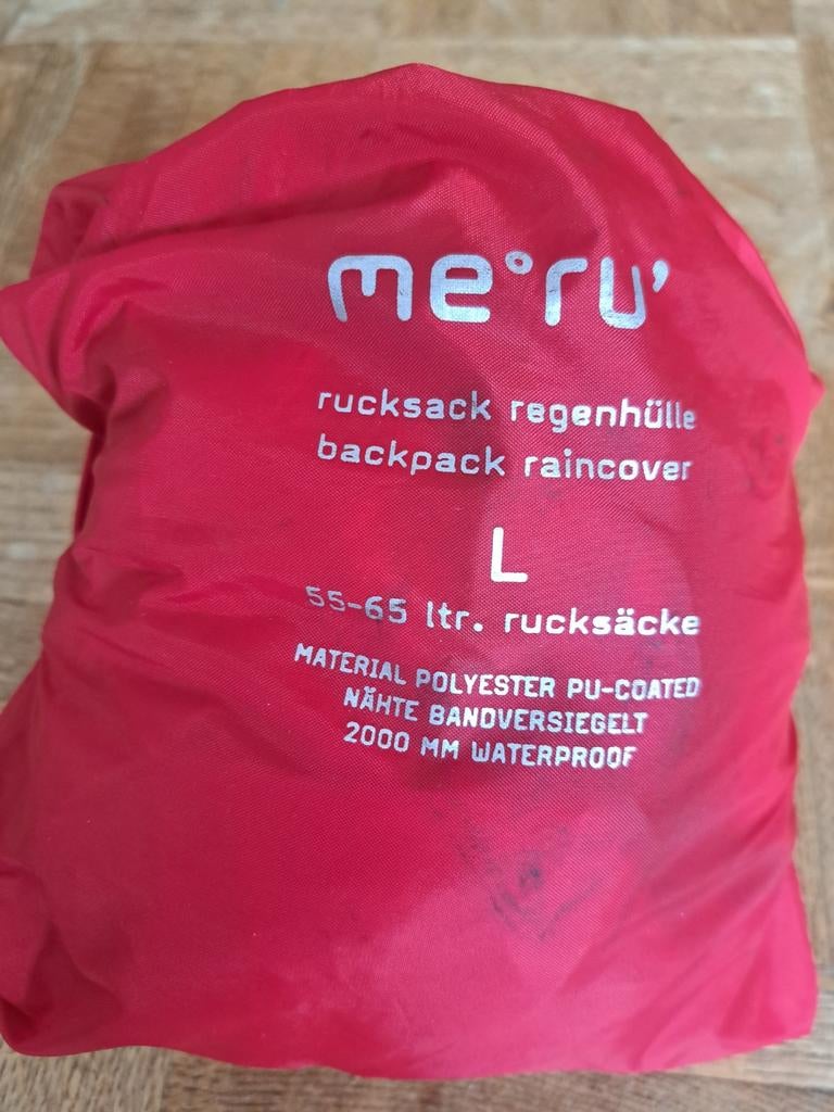 Meru raincover L voor rugzak 55 - 65 l 2000 mm waterkolom, Sport en Fitness, Bergsport en Wandelen, Ophalen, Zo goed als nieuw