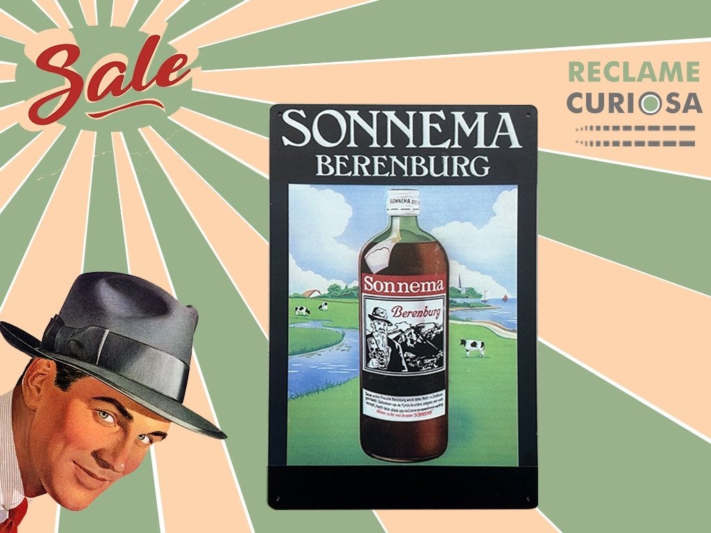 Reclamebord Sonnema Berenburg 20x30, Ophalen of Verzenden, Gebruikt, Reclamebord