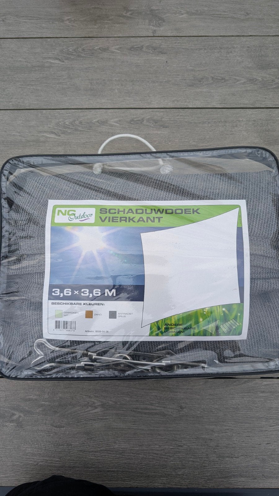 NC outdoor Schaduwdoek Vierkant 3,6x3,6 M Antraciet, Ophalen of Verzenden, Gebruikt