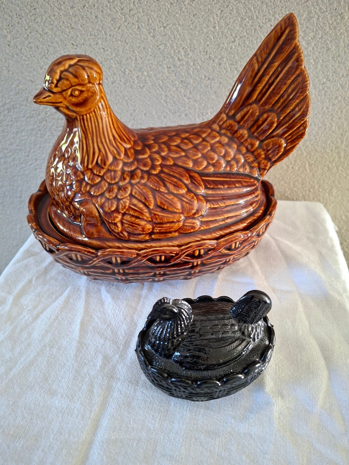 Vintage Portmeirion Kip op Nest Ovenschaal (Maat 2), Ophalen of Verzenden, Zo goed als nieuw, Voorraadpot, Steen/keramiek